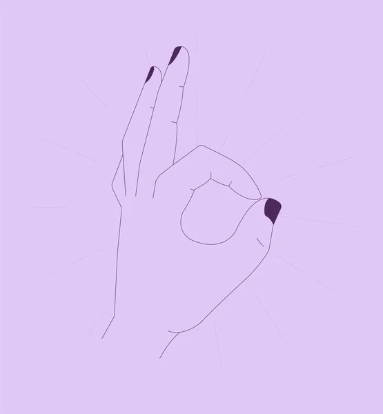 用手做一个好手势或好手势的女人 — 图库矢量图片