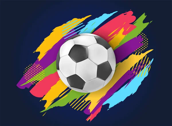 Soccer ball or football over a colorful background — Stock Vector