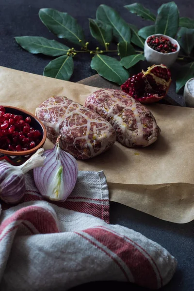 Котлеты Традиционной Грузинской Кухни Апхазура Каменном Фоне — стоковое фото