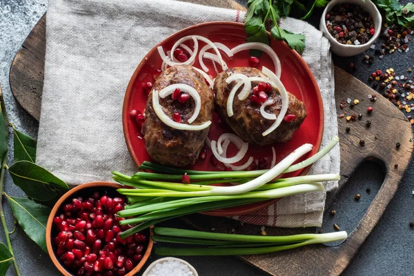 Котлеты Традиционной Грузинской Кухни Апхазура Каменном Фоне — стоковое фото