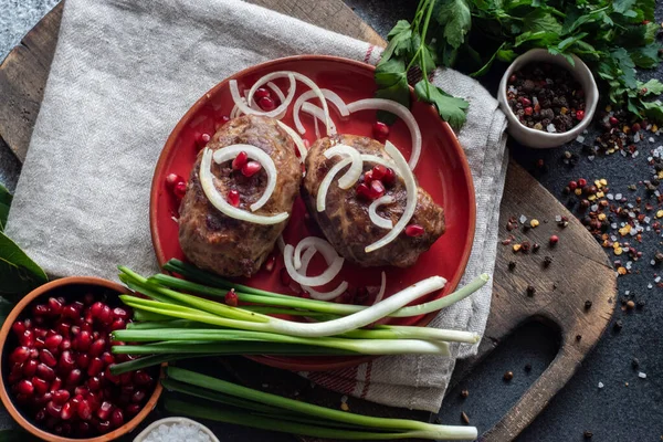 Котлеты Традиционной Грузинской Кухни Апхазура Каменном Фоне — стоковое фото