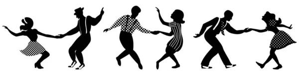 Ensemble de trois silhouettes de couples danseurs négatifs — Image vectorielle