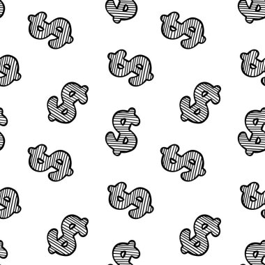 Elle çizilmiş dolar işareti ile kusursuz desen