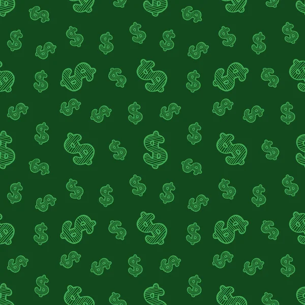 Απρόσκοπτη μοτίβο με ζωγραφισμένο στο χέρι σύμβολο δολαρίου — Διανυσματικό Αρχείο