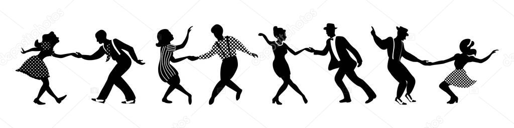 Banner with black silhouettes of dancing people