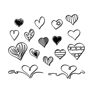 Elle çizilmiş kalp şekilleri