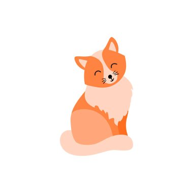 Beyaz arka plan üzerinde izole şirin kırmızı kedi