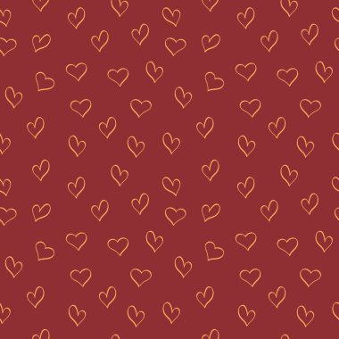 Basit el çizimi kalp şekilleri.