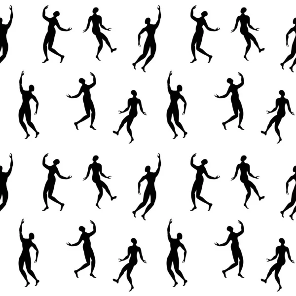 Повторний орнамент з танцюючими людьми силуетами — стоковий вектор