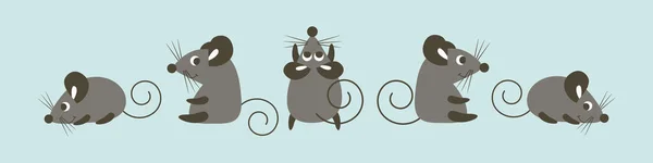 Горизонтальный плакат с милыми мультяшными мышами — стоковый вектор