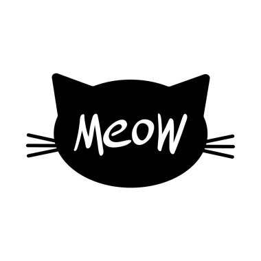 Tatlı çizgi film kedi yüzü silueti.