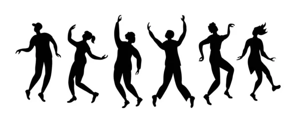 Горизонтальний банер з танцюючими людьми силуети — стоковий вектор