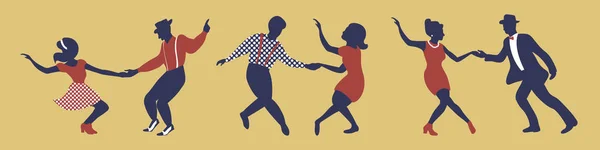 Банер з трьома танцювальними парами силуети — стоковий вектор