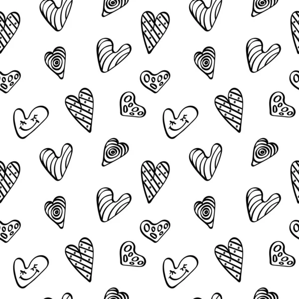 Απρόσκοπτη μοτίβο με σχήματα καρδιά περίγραμμα — Διανυσματικό Αρχείο