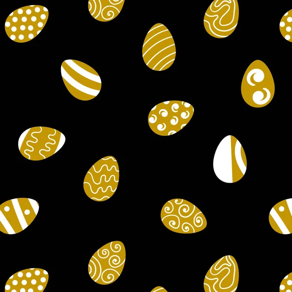 Modèle sans couture avec des œufs de Pâques en or et blanc — Image vectorielle