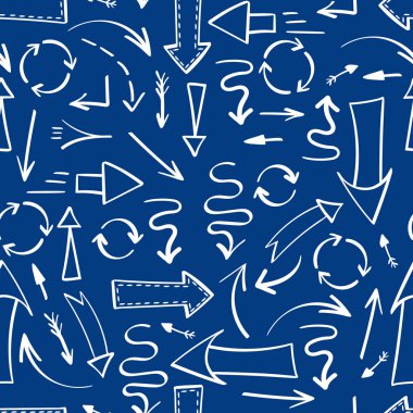 Farklı beyaz el çizilmiş okları olan desen