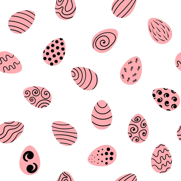 Pola mulus dengan warna merah muda telur Paskah - Stok Vektor
