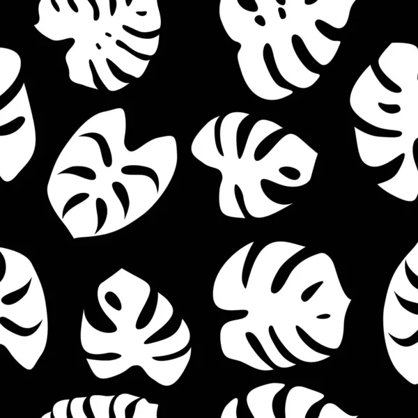 Απρόσκοπτη μοτίβο με λευκά φύλλα monstera — Διανυσματικό Αρχείο
