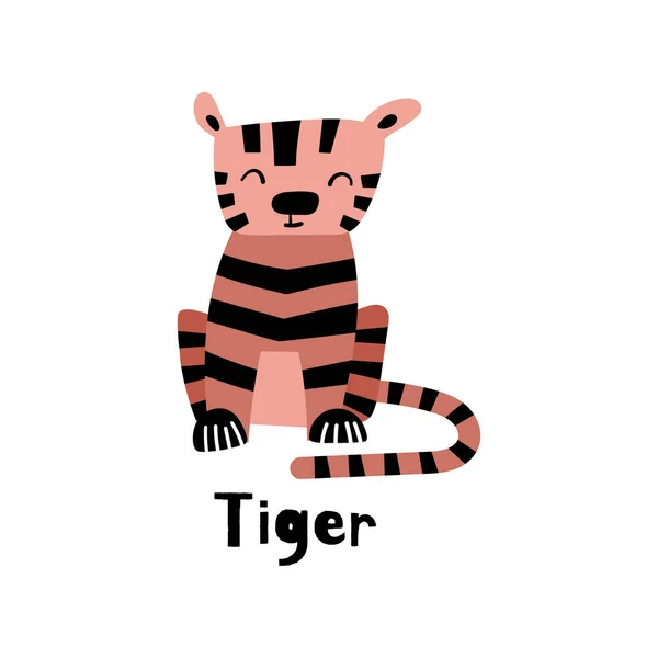 Cute cartoon tiger in simple scandinavian style — Wektor stockowy