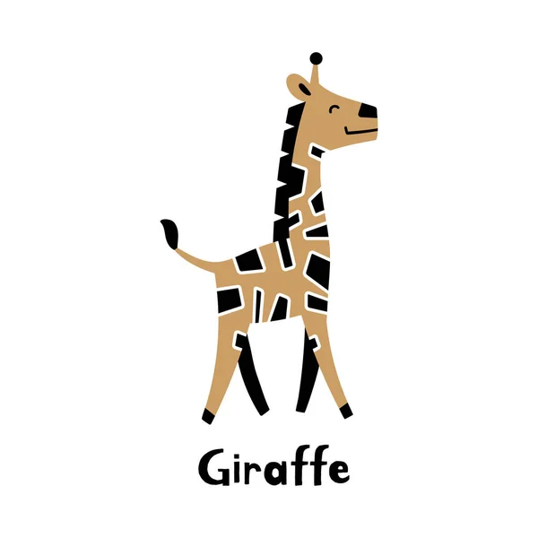 Cute żyrafa kreskówki w prostym stylu skandynawskim — Wektor stockowy