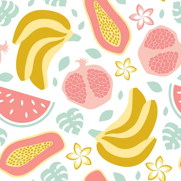 Banana, pomegranate and papaya — Stockvektor