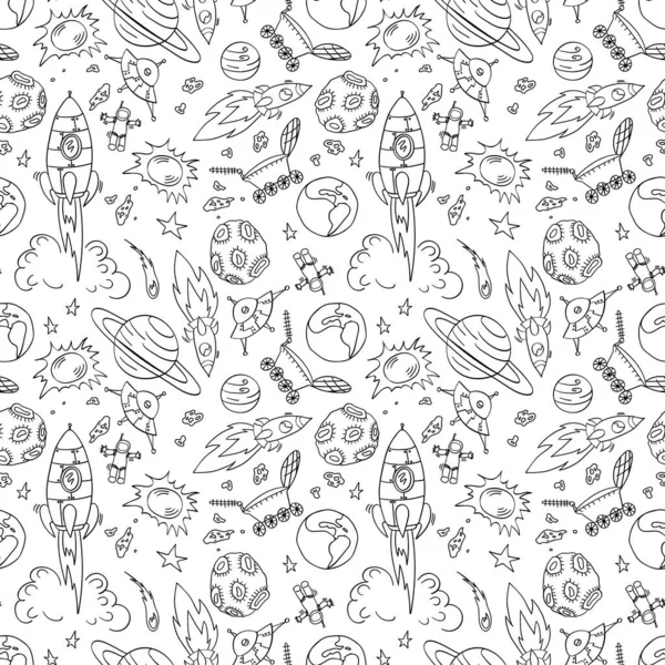 Seamless pattern with space doodles