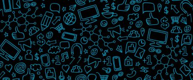 Sosyal medya simgeleriyle sınırsız karanlık sınır