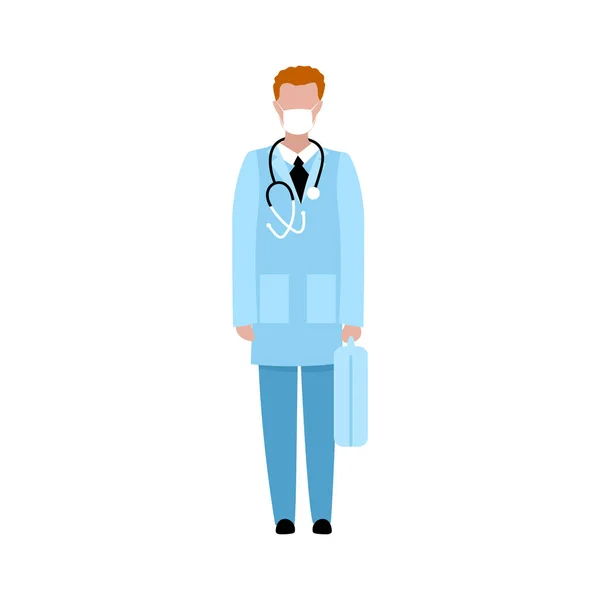 Male doctor holding a suitcase — Stock Vector