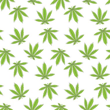 Yeşil kenevir yapraklı pürüzsüz desen