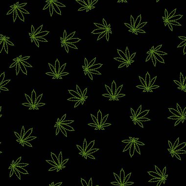 Yeşil kenevir yapraklı koyu ve pürüzsüz desen