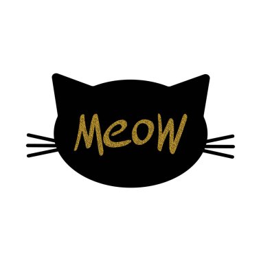 Kedi yüzlü, simli miyav harfli siluet.