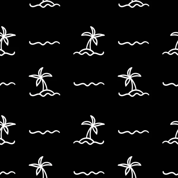 Palm tree καλοκαιρινές διακοπές σκούρο μοτίβο χωρίς ραφή — Διανυσματικό Αρχείο