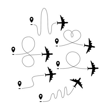Set of plane paths  clipart