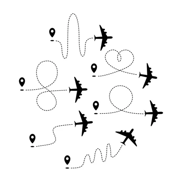 Set of plane paths — Stock Vector