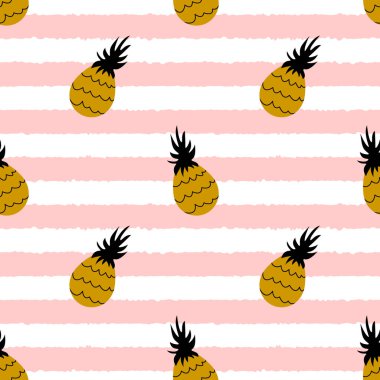 Pembe çizgili ananassız desen