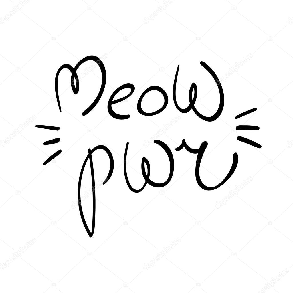 Meow power lettering with whiskers