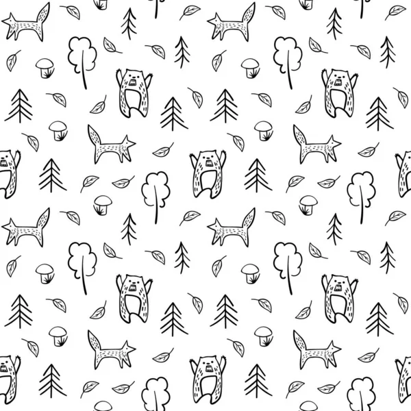 Lindos animales doolde en estilo escandinavo simple — Vector de stock