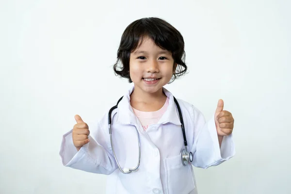 Photo Kid Doctor Stethoscope White Background — Stock Photo, Image