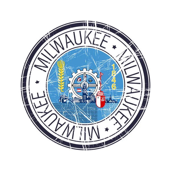 City of Milwaukee, Wisconsin vector stamp — 스톡 벡터