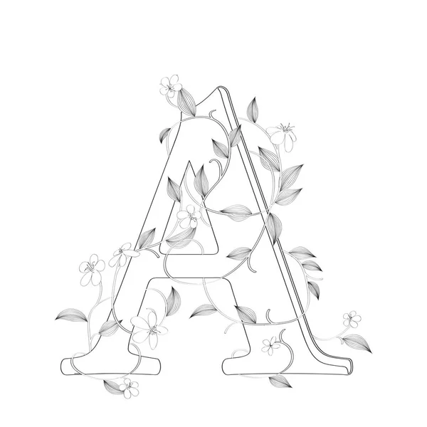 Letter A floral sketch — 스톡 벡터