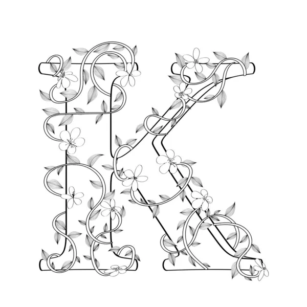 字母K花卉草图 — 图库矢量图片