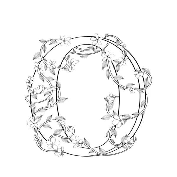 Lettre O croquis floral — Image vectorielle