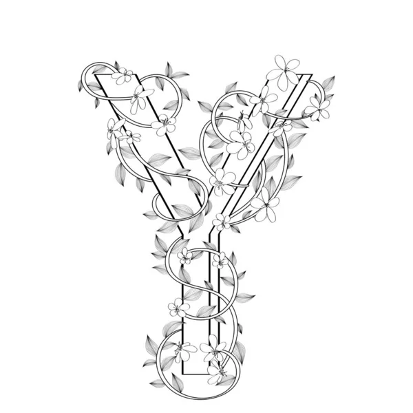 Lettre Y croquis floral — Image vectorielle