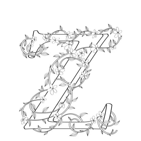 Letter Z floral sketch — 스톡 벡터
