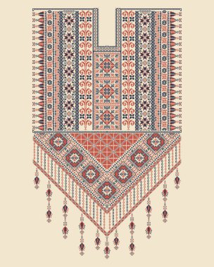 Filistin geleneksel nakış motifi ile Vektör Tatreez desen tasarımı