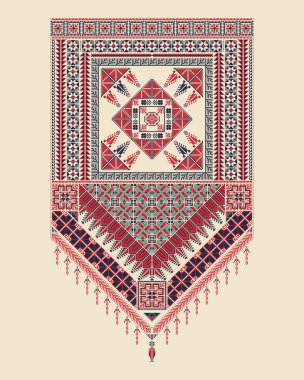 Filistin geleneksel nakış motifi ile Vektör Tatreez desen tasarımı