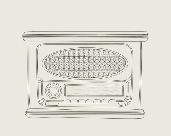 Estilo Vintage Radio Vector Boceto Dibujo — Vector de stock