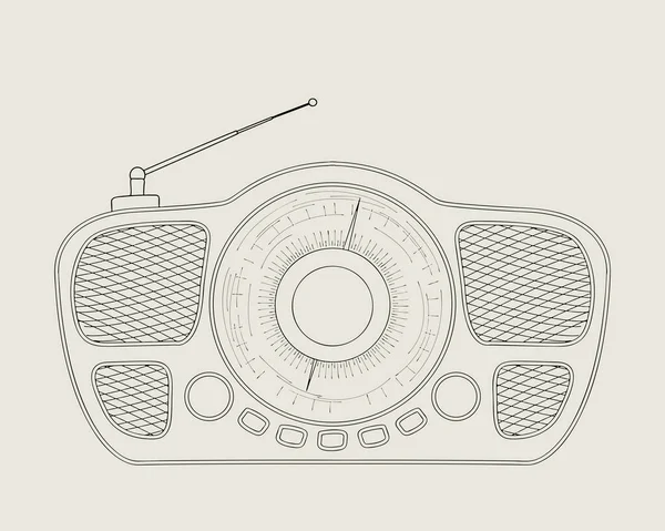 ヴィンテージスタイルのラジオベクトルスケッチ — ストックベクタ