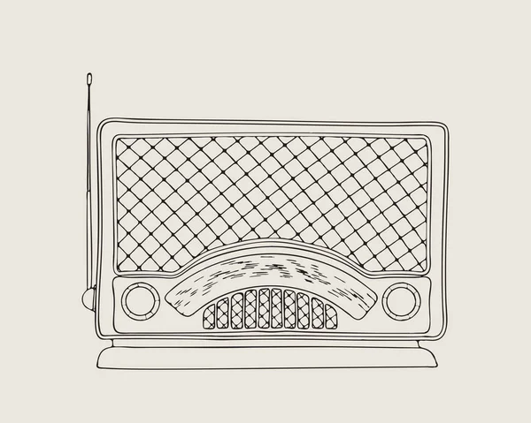 Estilo Vintage Radio Vector Boceto Dibujo — Archivo Imágenes Vectoriales