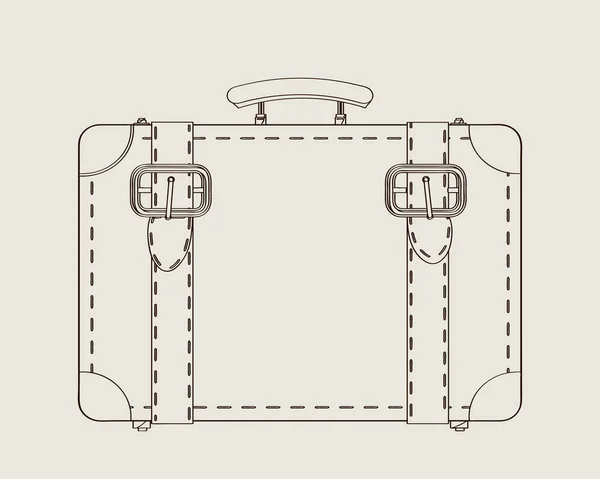 Vintage Travel Luggage Suitcase Vector Sketch Drawing — Stock Vector